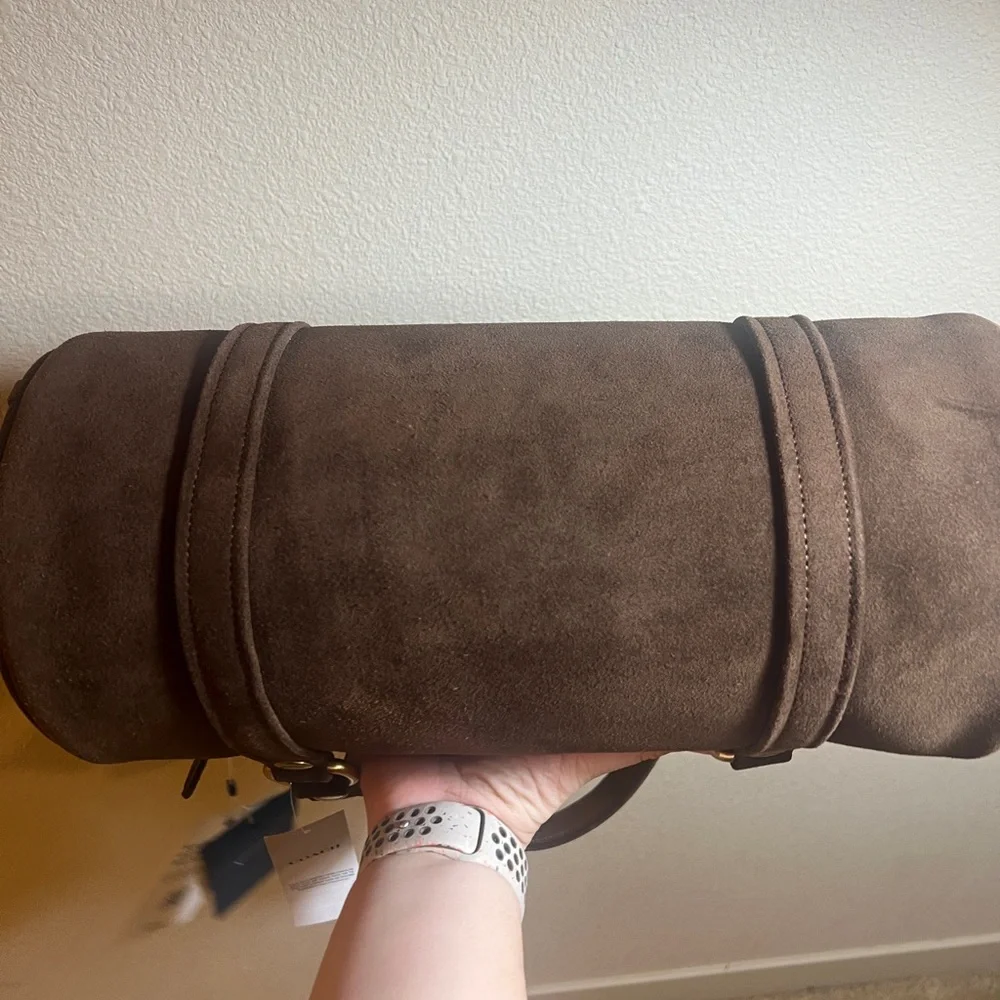 NWT Coach Kisslock Barrel Bag Chocolate Suede - Picture 3 of 3